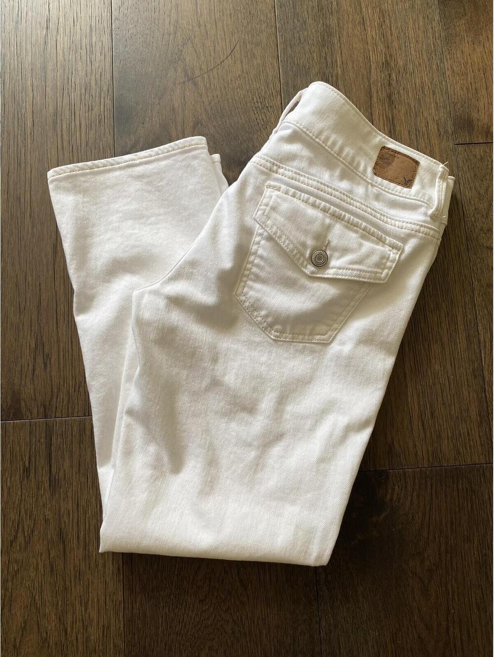 American Eagle "Artist Crop Stretch" White Jeans Women's Size 6
